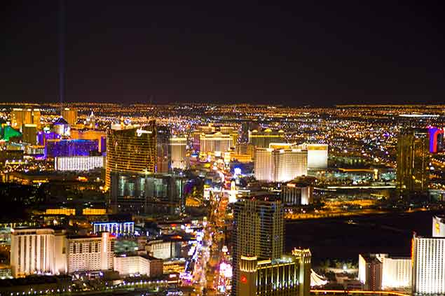 Aerial View of Las Vegas, NV at night