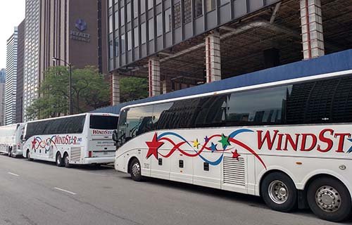 Windstar Lines shuttle bus rental outside of hotel
