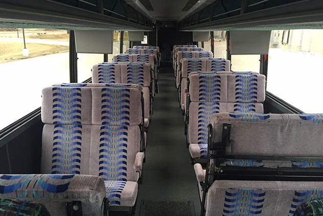 Interior seating of a Windstar bus in Topeka, KS