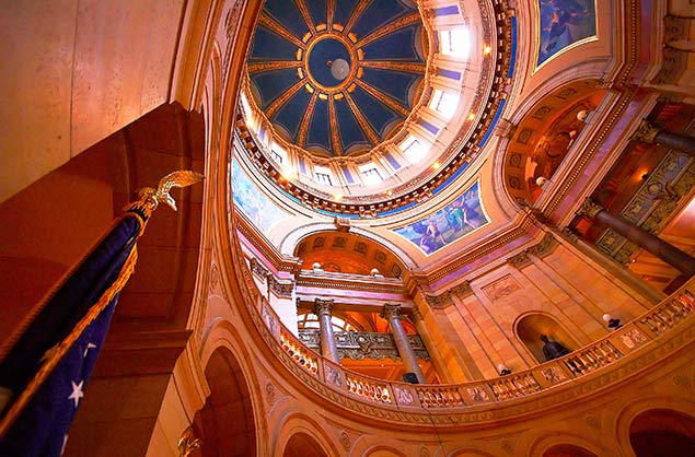 Upward View of ceiling in Minnesota's state capitol building